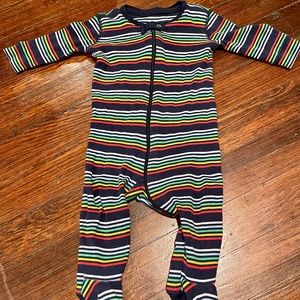 Like new navy striped cotton footie